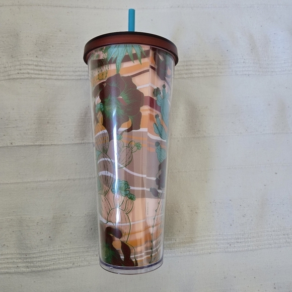 Starbucks 2019 Terra Cotta Desert Cactus Bloom 24oz Acrylic Tumbler - Picture 9 of 16